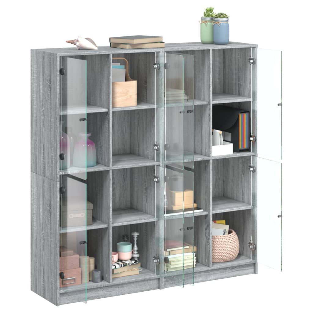 vidaXL Biblioteczka z drzwiczkami, szary dąb sonoma, 136x37x142 cm