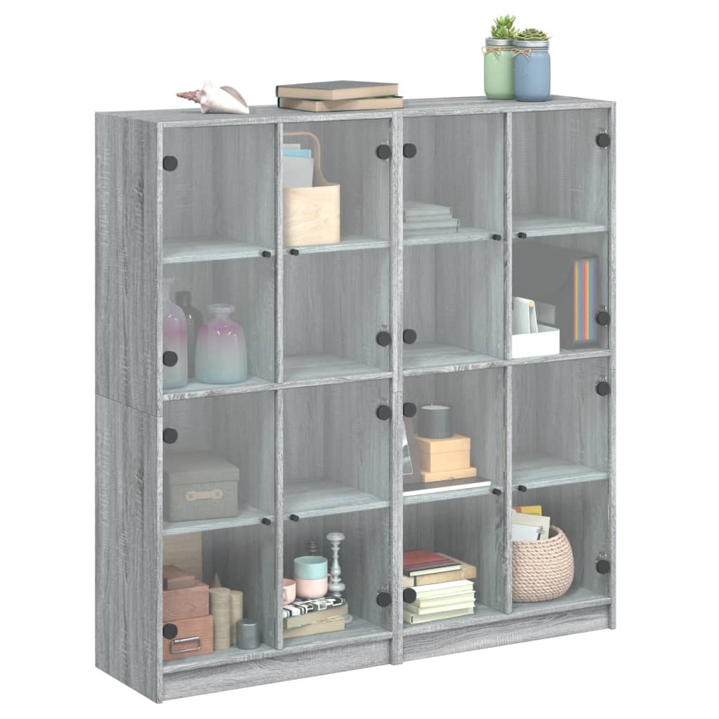 vidaXL Biblioteczka z drzwiczkami, szary dąb sonoma, 136x37x142 cm