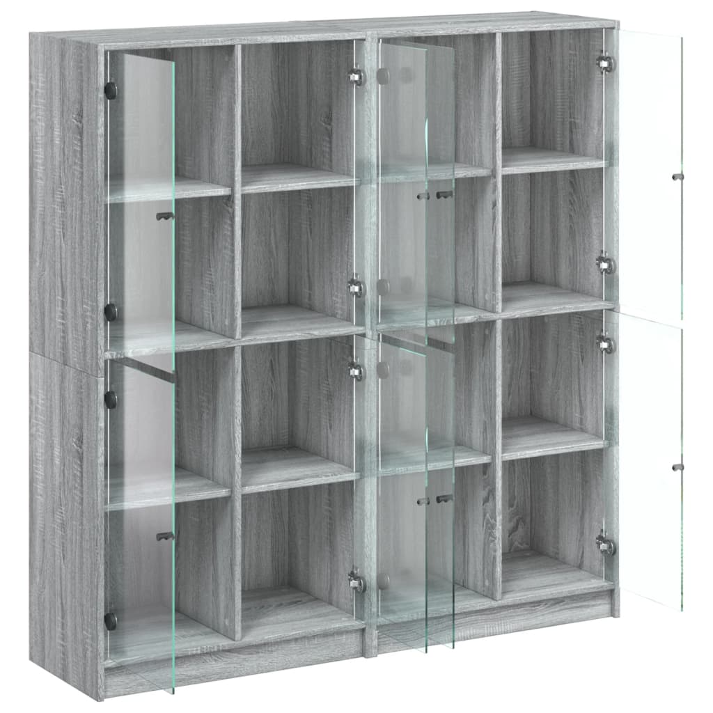 vidaXL Biblioteczka z drzwiczkami, szary dąb sonoma, 136x37x142 cm