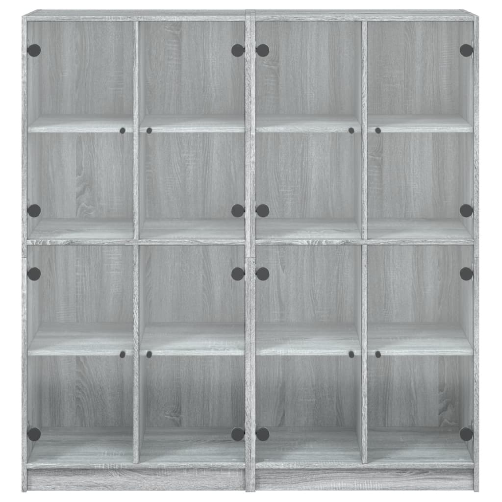 vidaXL Biblioteczka z drzwiczkami, szary dąb sonoma, 136x37x142 cm