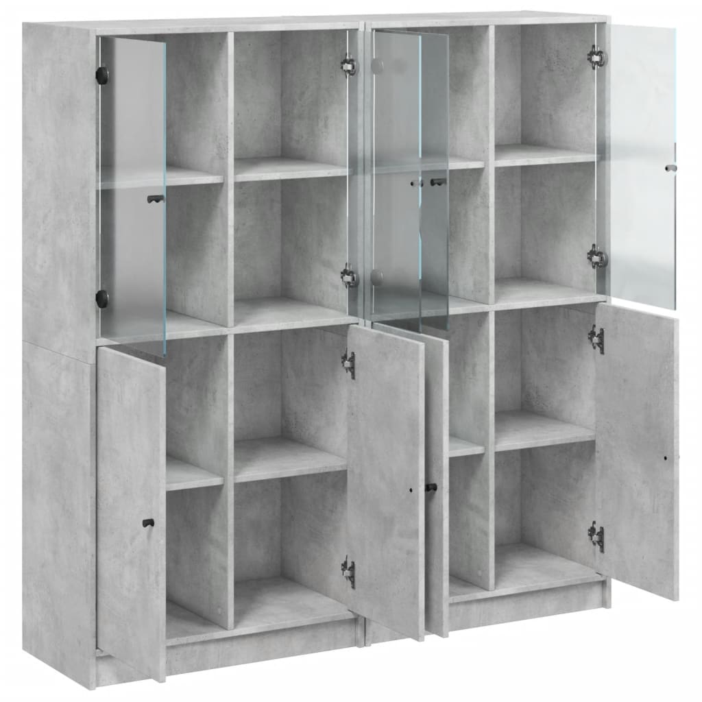 vidaXL Biblioteczka z drzwiczkami, szarość betonu, 136x37x142 cm