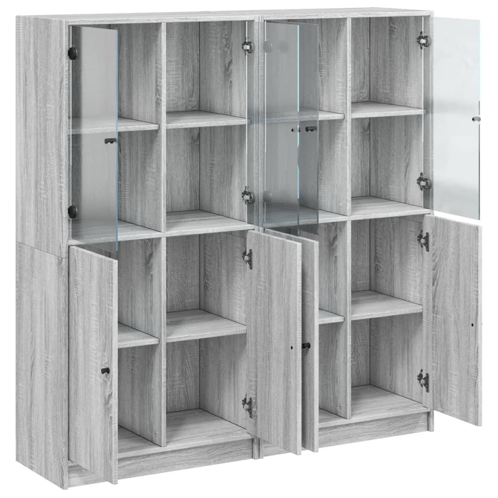 vidaXL Biblioteczka z drzwiczkami, szary dąb sonoma, 136x37x142 cm