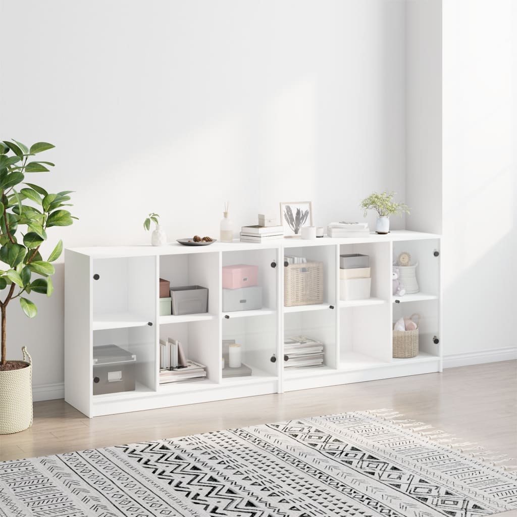 vidaXL Biblioteczka z drzwiczkami, biała, 204x37x75 cm