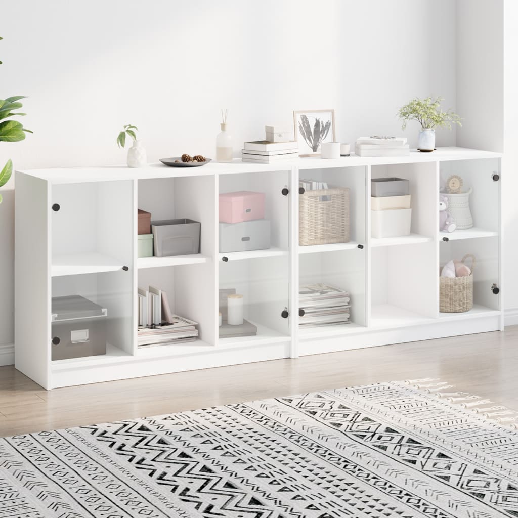 vidaXL Biblioteczka z drzwiczkami, biała, 204x37x75 cm