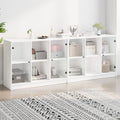 vidaXL Biblioteczka z drzwiczkami, biała, 204x37x75 cm