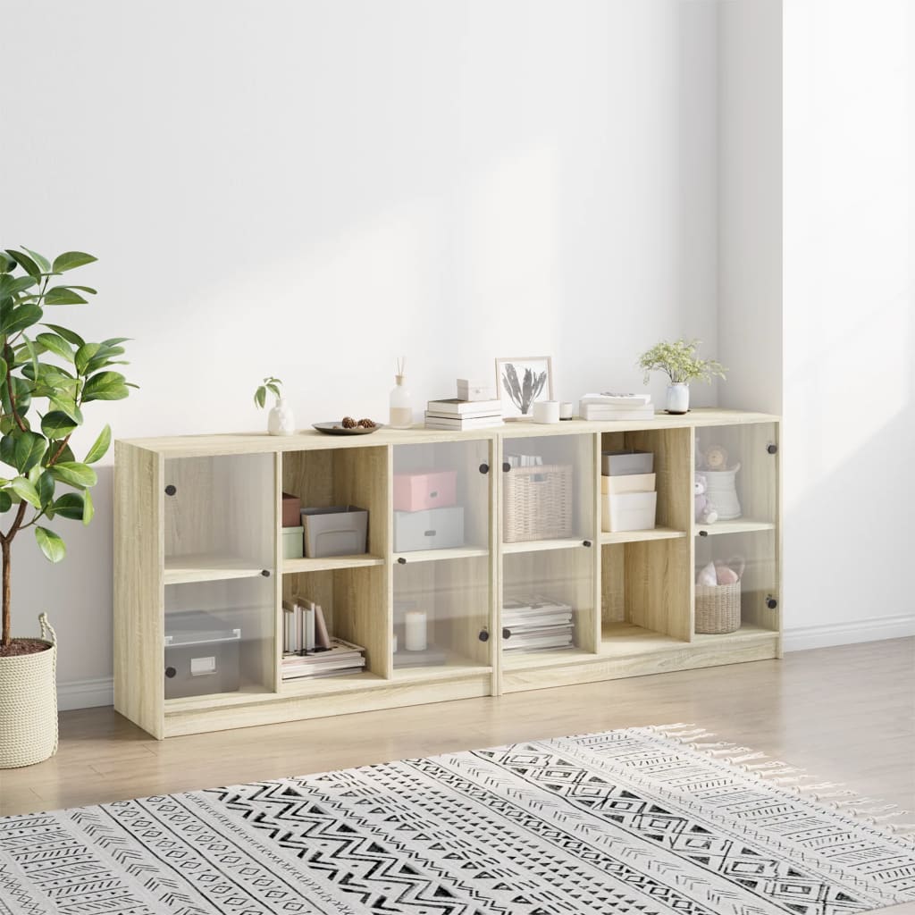 vidaXL Biblioteczka z drzwiczkami, dąb sonoma, 204x37x75 cm