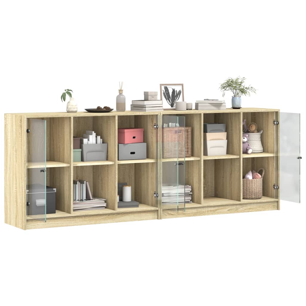 vidaXL Biblioteczka z drzwiczkami, dąb sonoma, 204x37x75 cm