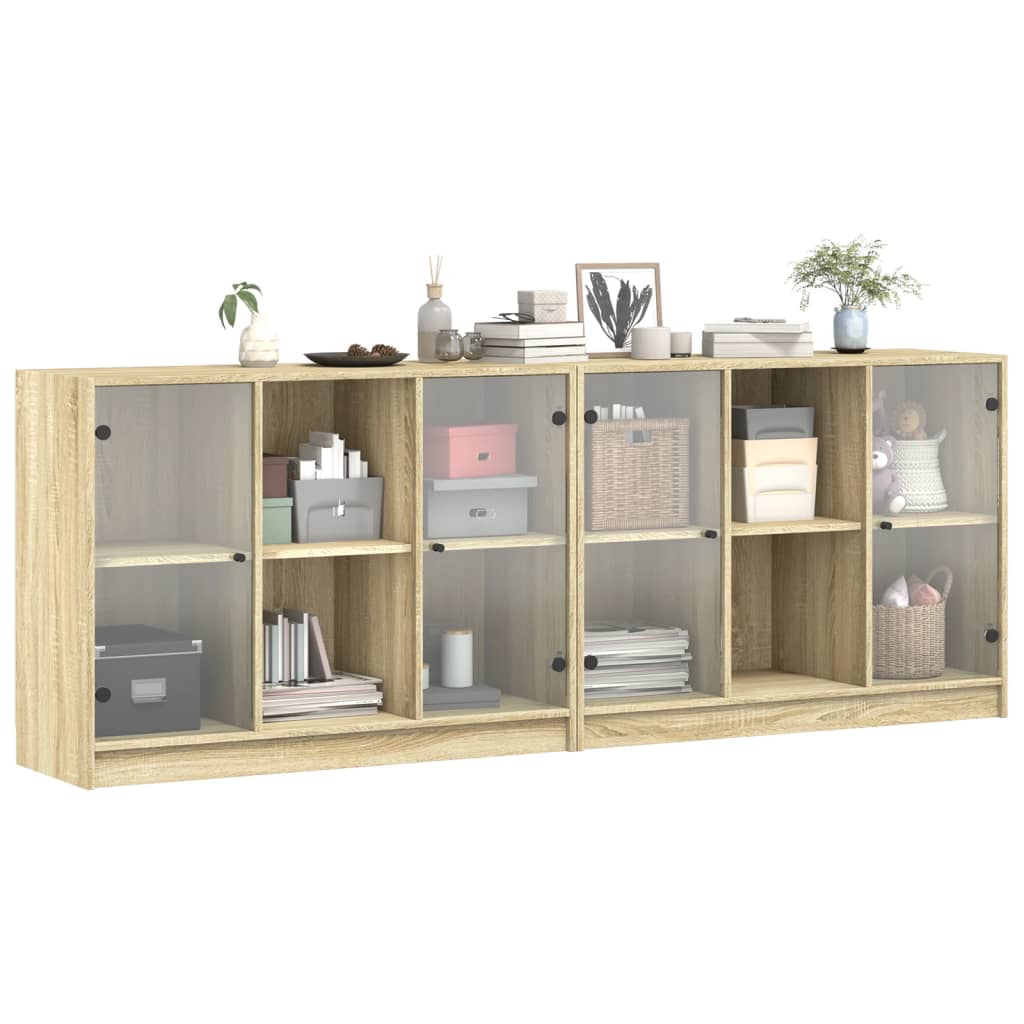 vidaXL Biblioteczka z drzwiczkami, dąb sonoma, 204x37x75 cm