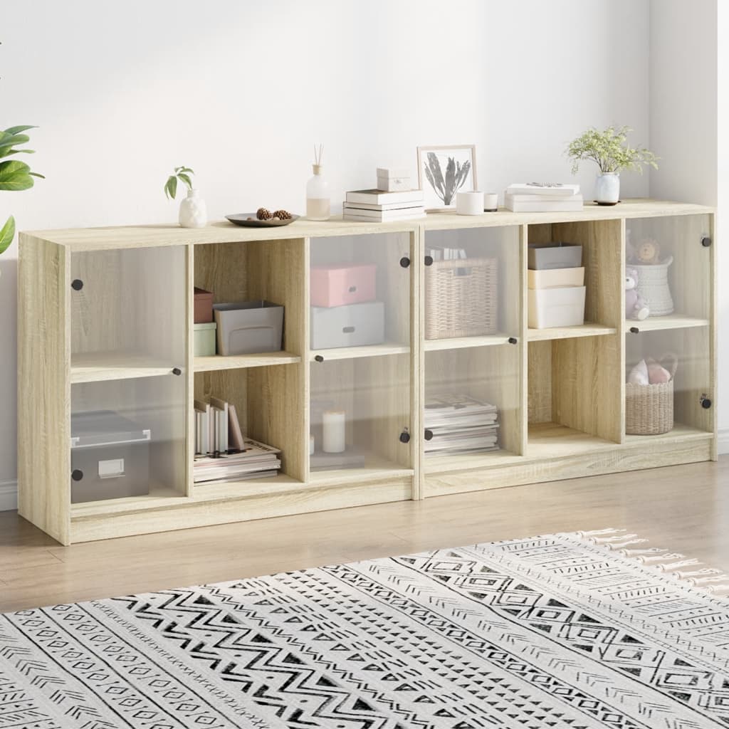 vidaXL Biblioteczka z drzwiczkami, dąb sonoma, 204x37x75 cm