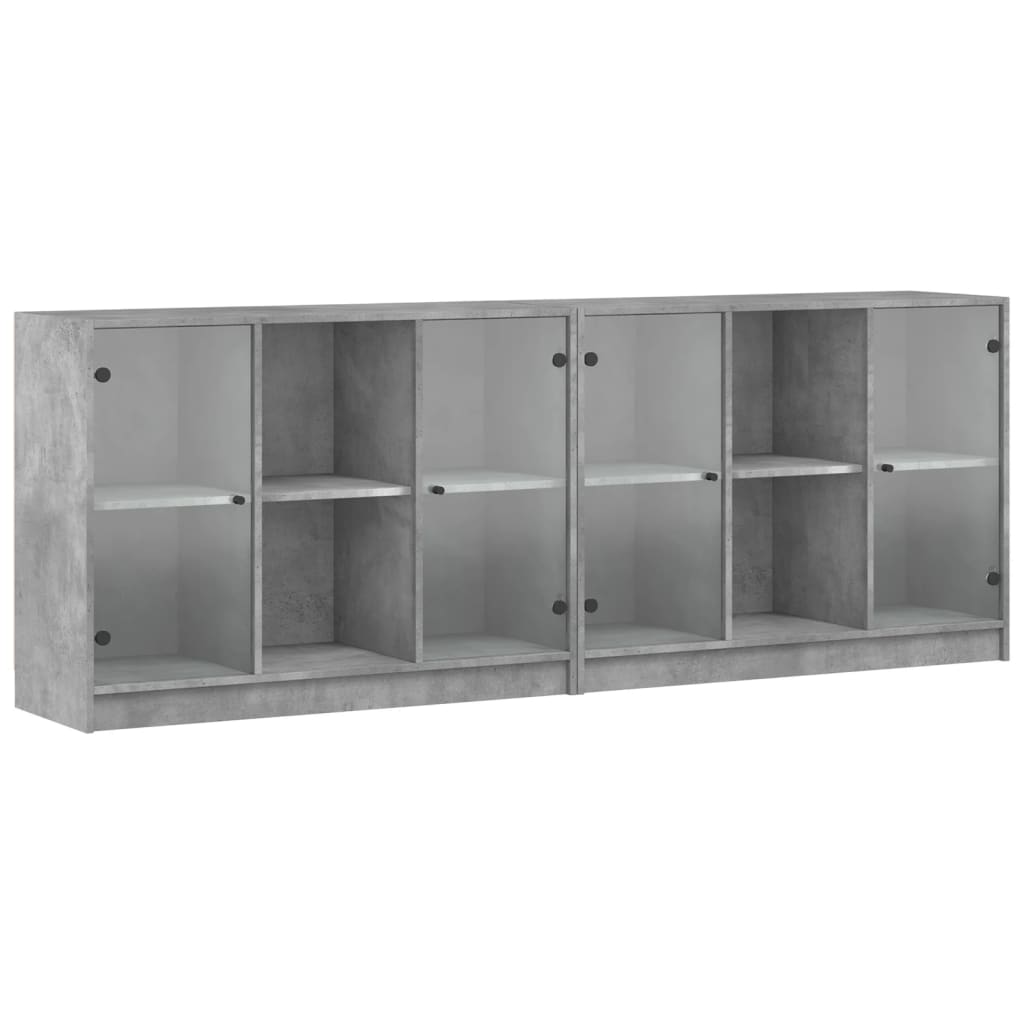 vidaXL Biblioteczka z drzwiczkami, szarość betonu, 204x37x75 cm