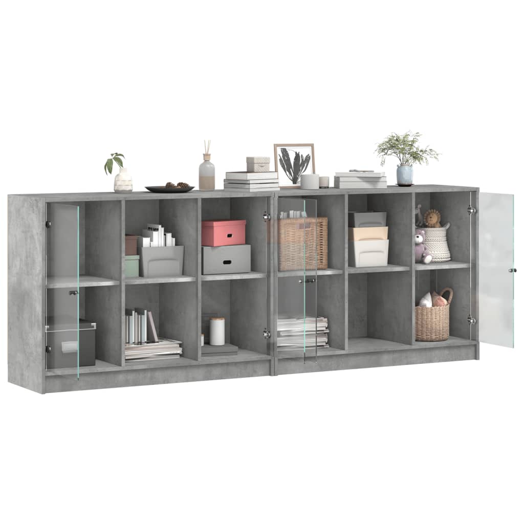 vidaXL Biblioteczka z drzwiczkami, szarość betonu, 204x37x75 cm