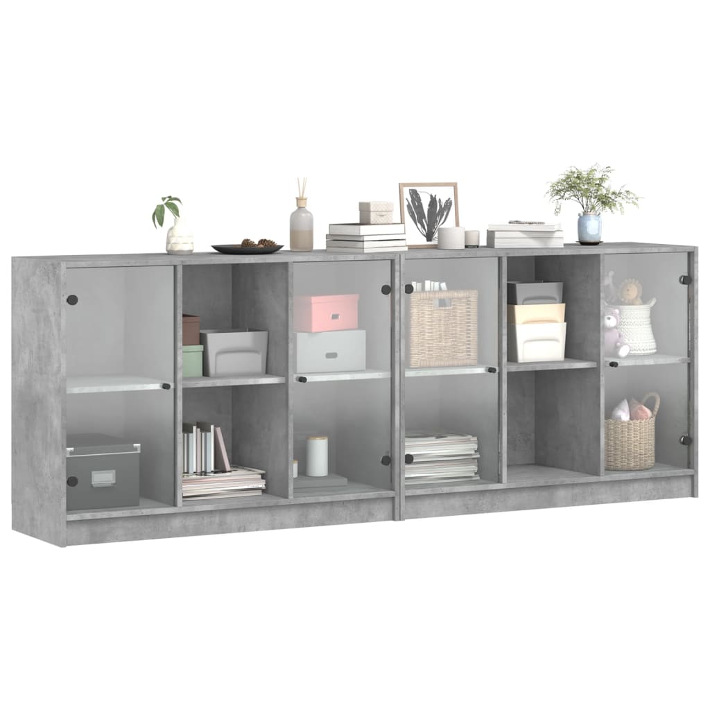 vidaXL Biblioteczka z drzwiczkami, szarość betonu, 204x37x75 cm