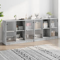 vidaXL Biblioteczka z drzwiczkami, szarość betonu, 204x37x75 cm