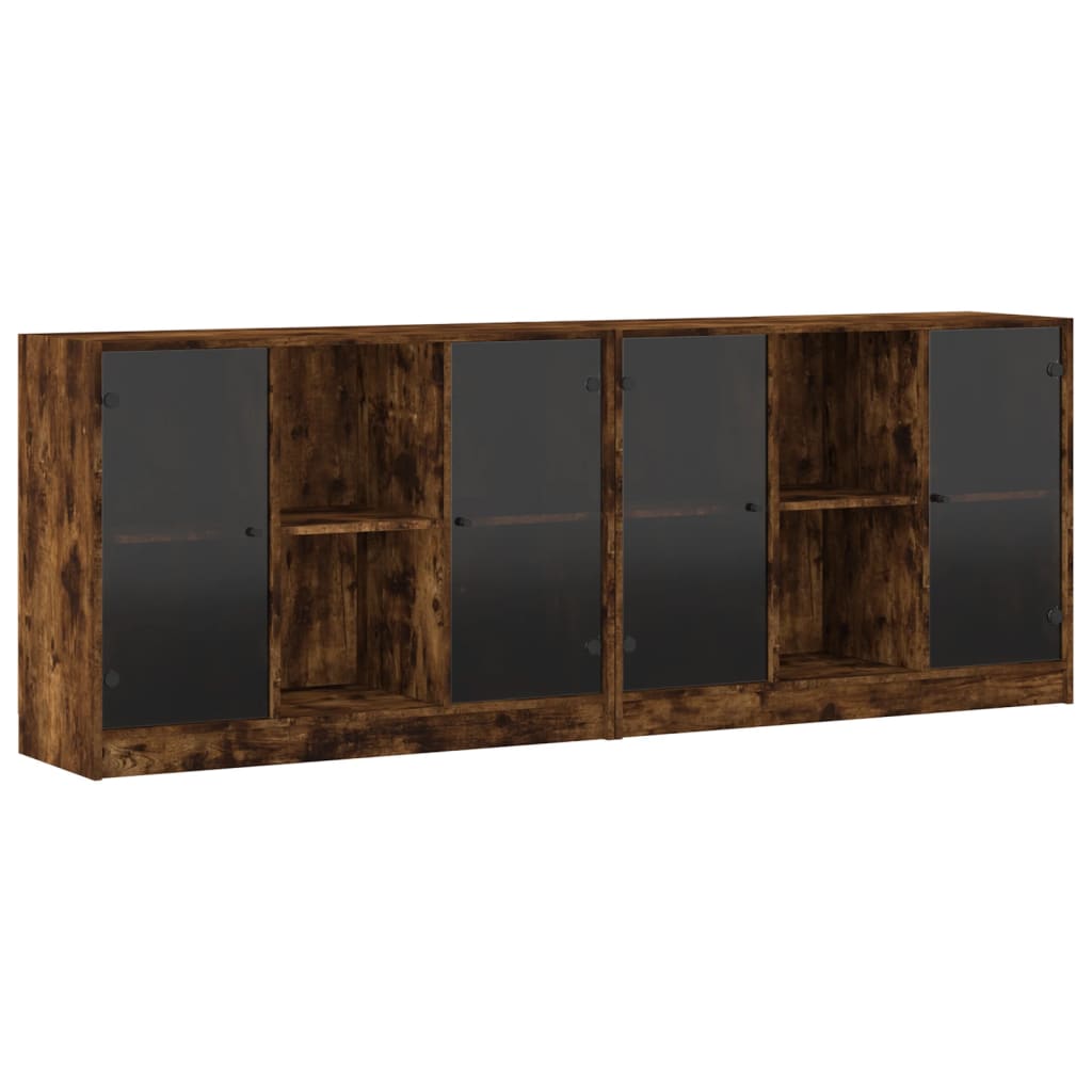 vidaXL Biblioteczka z drzwiczkami, przydymiony dąb, 204x37x75 cm