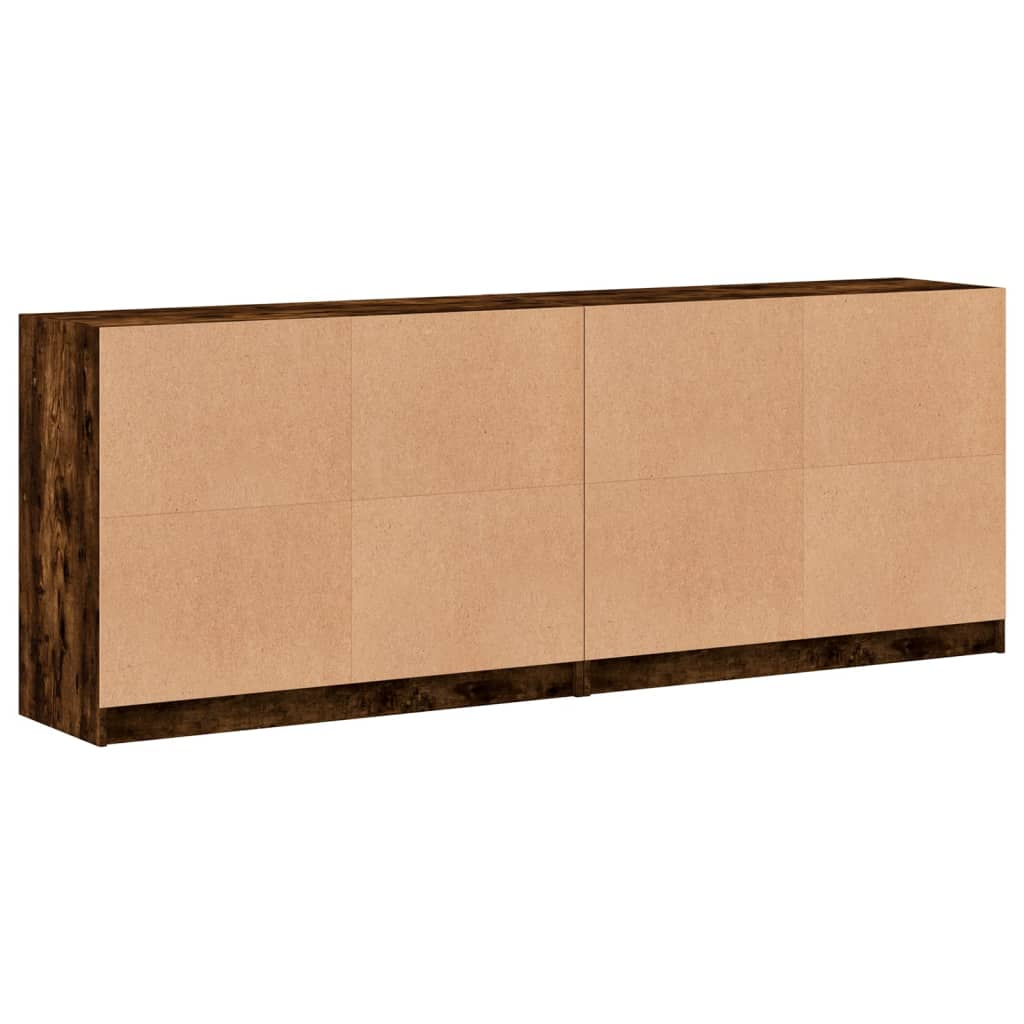 vidaXL Biblioteczka z drzwiczkami, przydymiony dąb, 204x37x75 cm