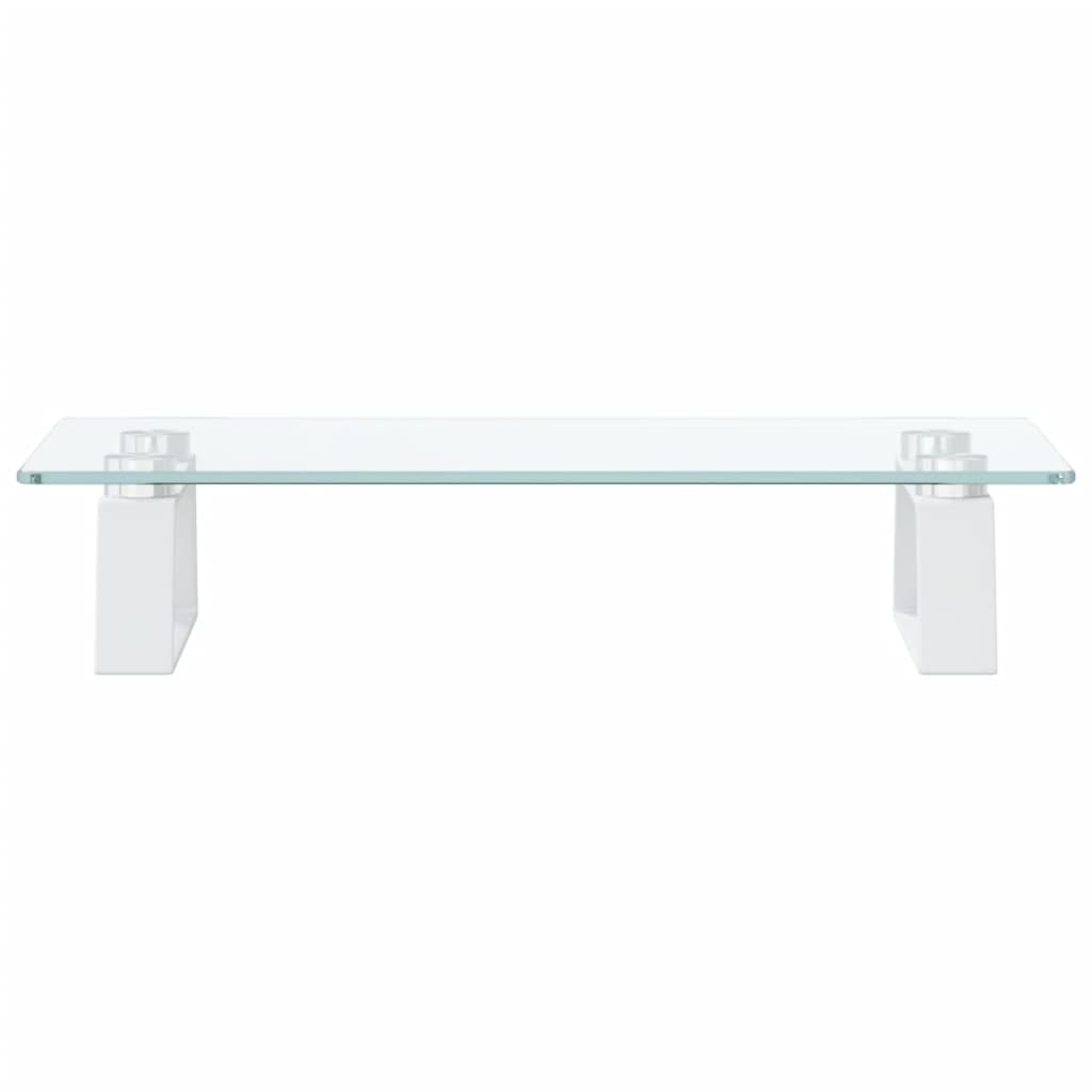vidaXL Podstawka pod monitor, biała, 40x20x8 cm, szkło i metal