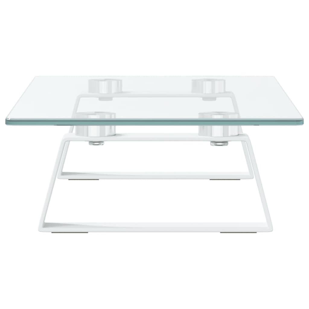 vidaXL Podstawka pod monitor, biała, 40x20x8 cm, szkło i metal
