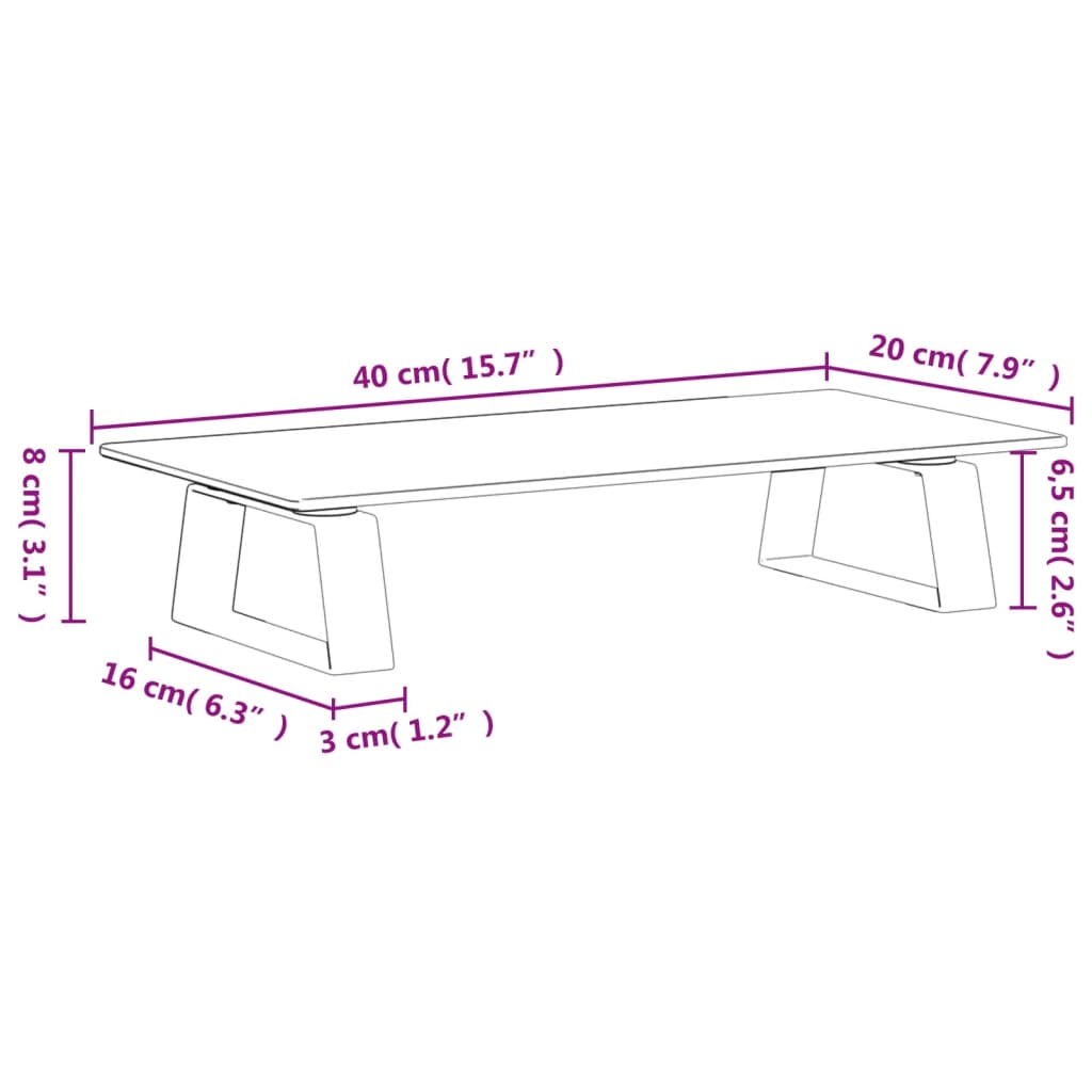 vidaXL Podstawka pod monitor, biała, 40x20x8 cm, szkło i metal