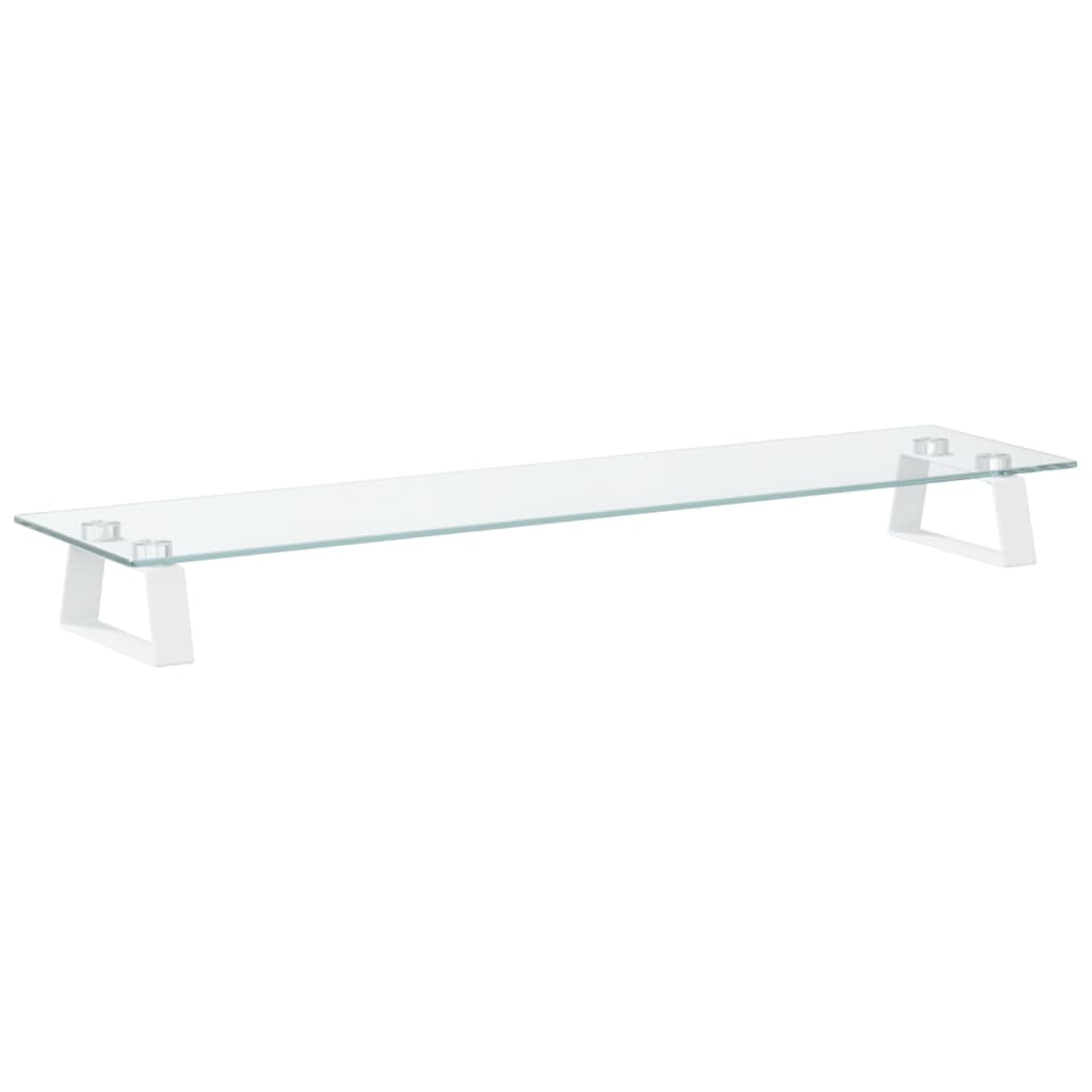 vidaXL Podstawka pod monitor, biała, 80x20x8 cm, szkło i metal