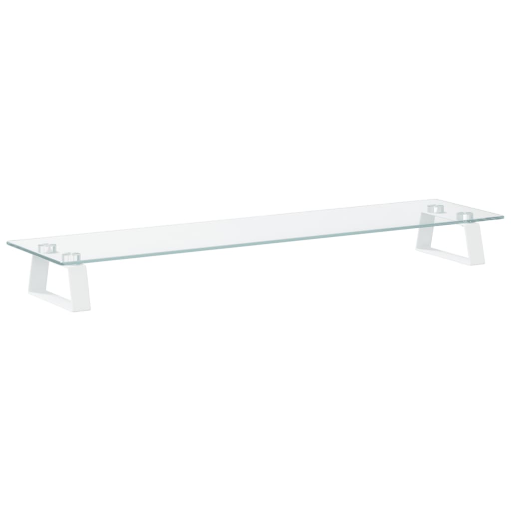 vidaXL Podstawka pod monitor, biała, 80x20x8 cm, szkło i metal