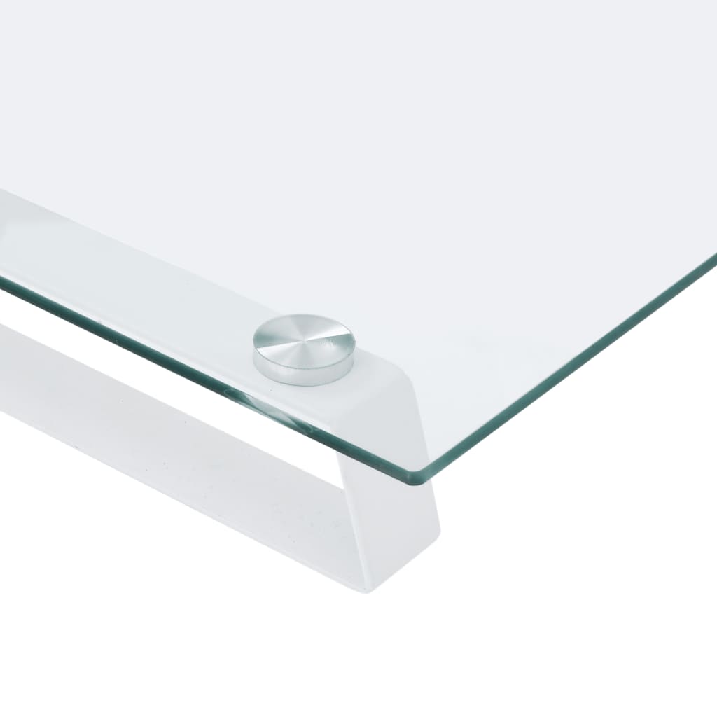vidaXL Podstawka pod monitor, biała, 80x20x8 cm, szkło i metal