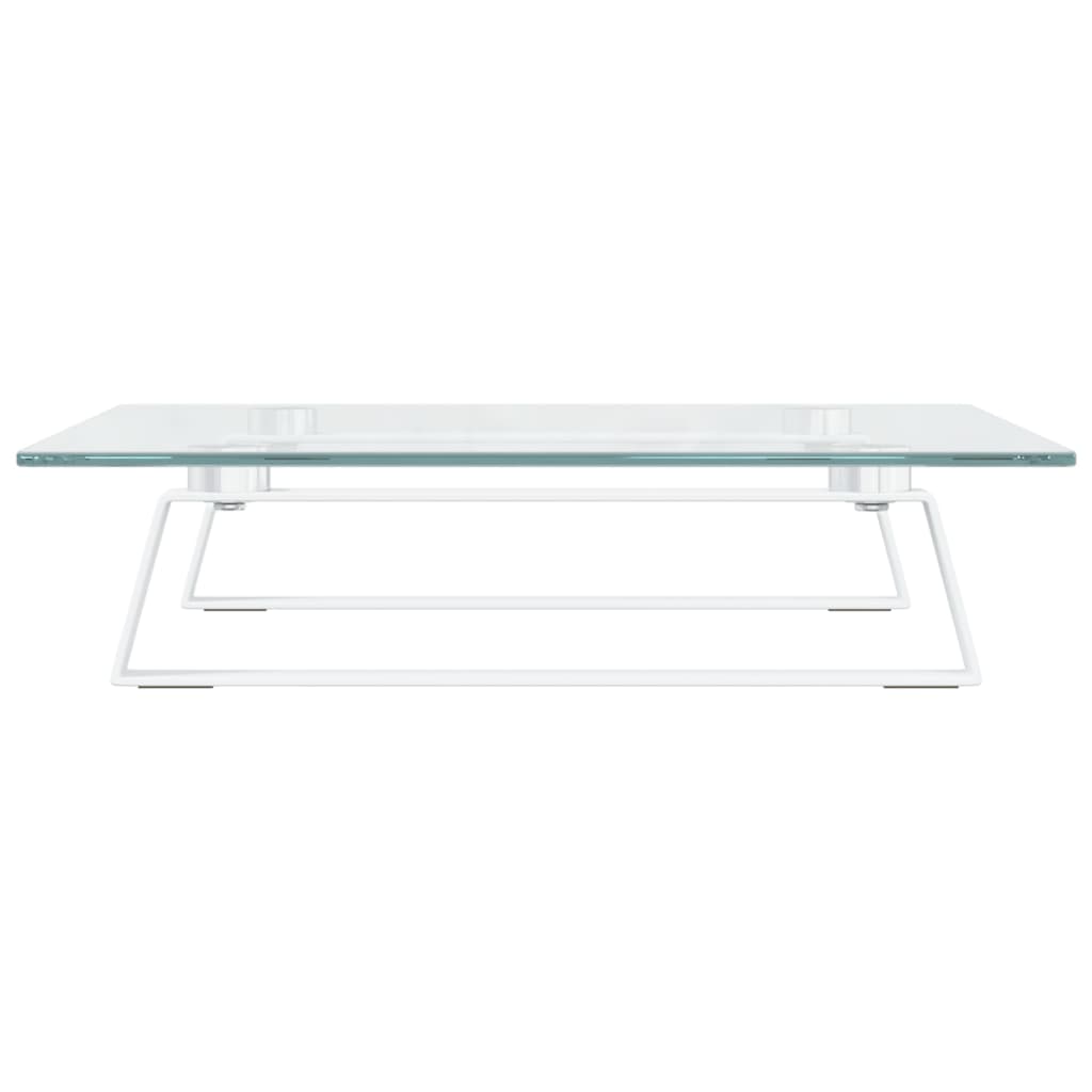 vidaXL Podstawka pod monitor, biała, 40x35x8 cm, szkło i metal