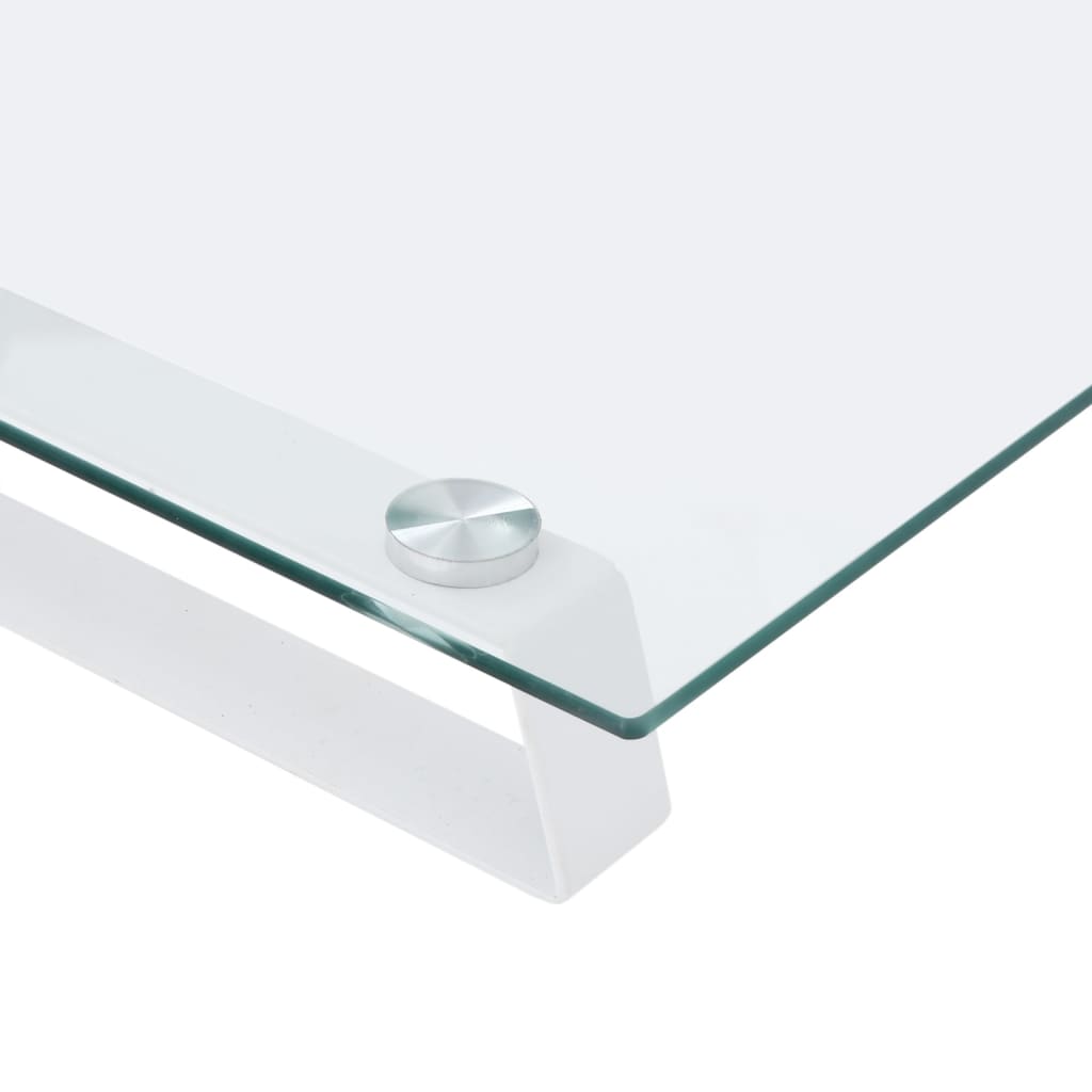 vidaXL Podstawka pod monitor, biała, 40x35x8 cm, szkło i metal