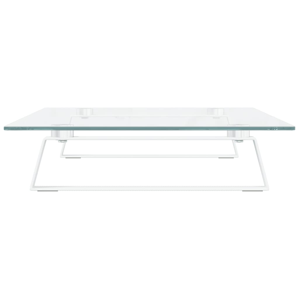 vidaXL Podstawka pod monitor, biała, 60x35x8 cm, szkło i metal