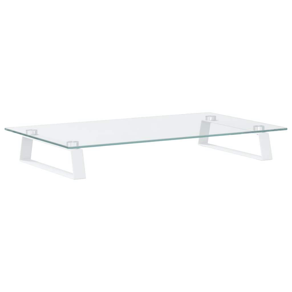 vidaXL Podstawka pod monitor, biała, 60x35x8 cm, szkło i metal