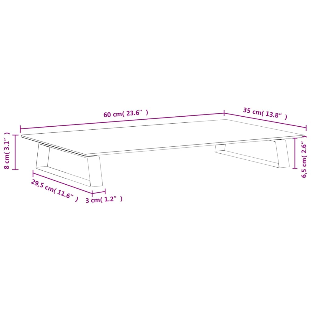 vidaXL Podstawka pod monitor, biała, 60x35x8 cm, szkło i metal