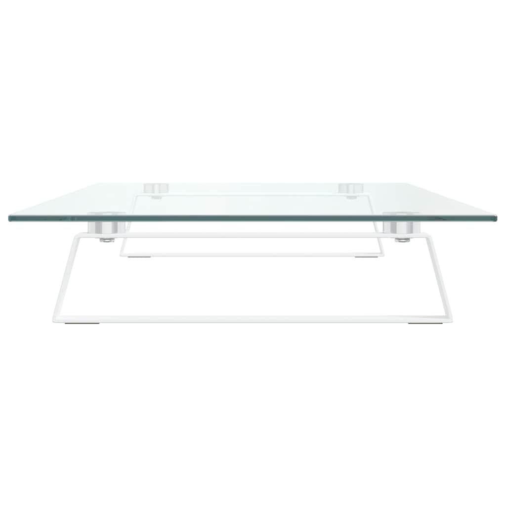 vidaXL Podstawka pod monitor, biała, 80x35x8 cm, szkło i metal