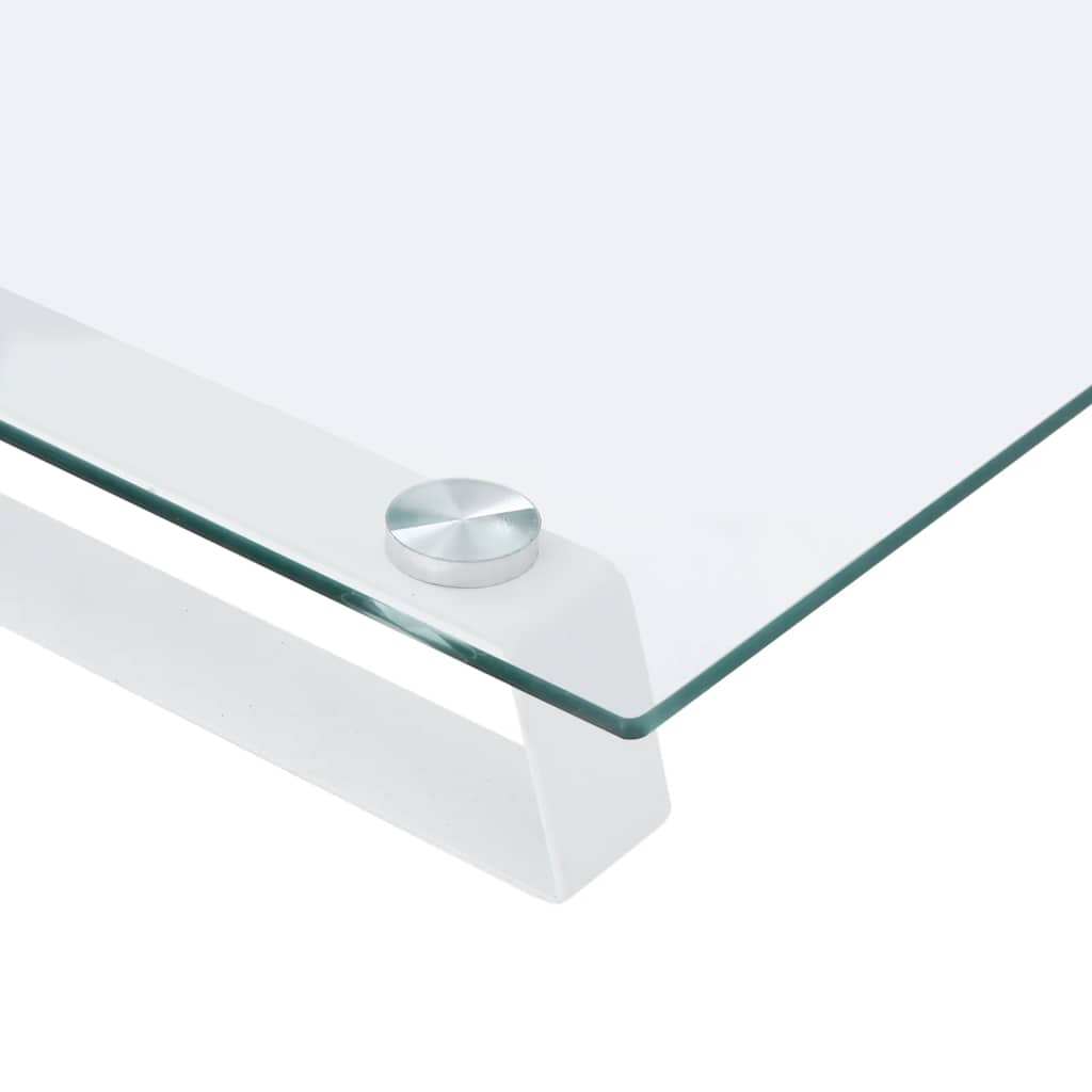 vidaXL Podstawka pod monitor, biała, 80x35x8 cm, szkło i metal