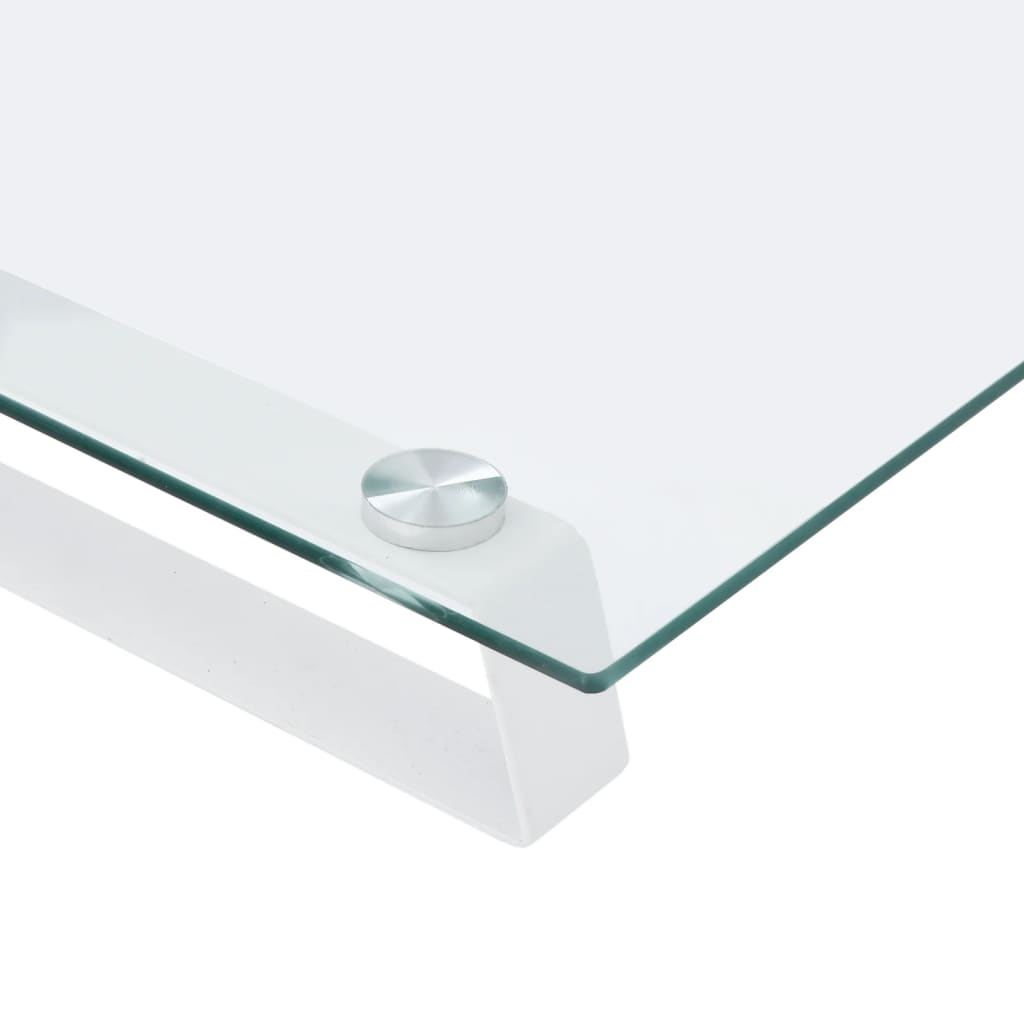 vidaXL Podstawka pod monitor, biała, 100x35x8 cm, szkło i metal