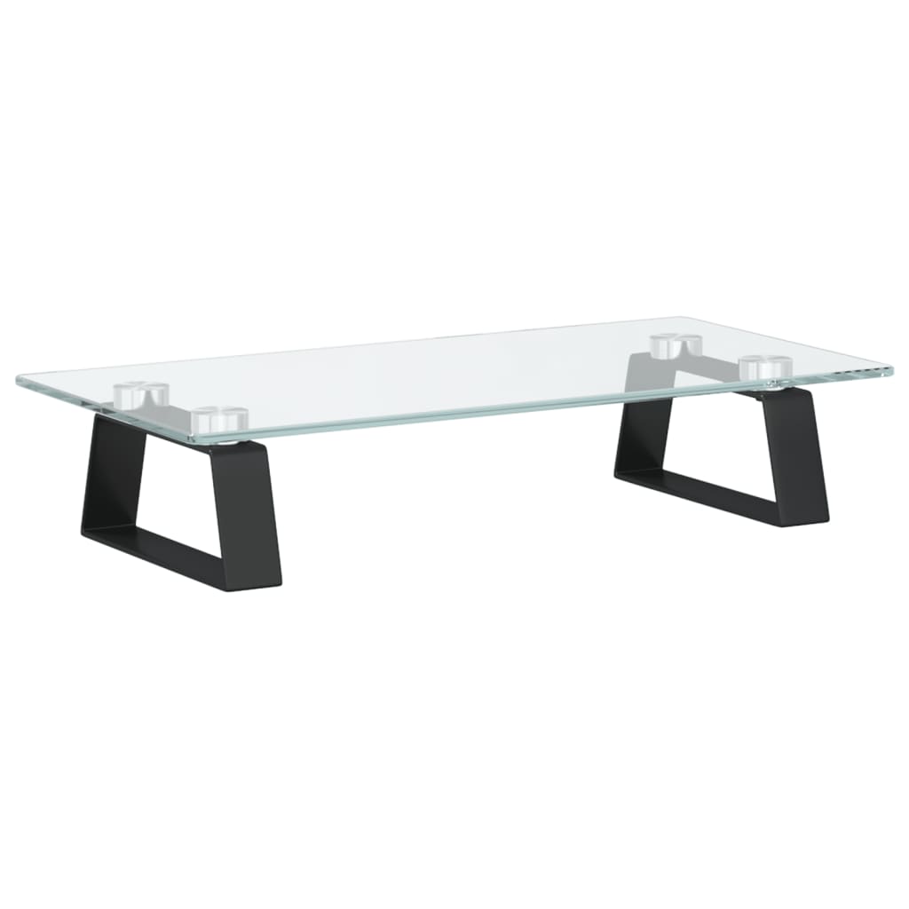 vidaXL Podstawka pod monitor, czarna, 40x20x8 cm, szkło i metal