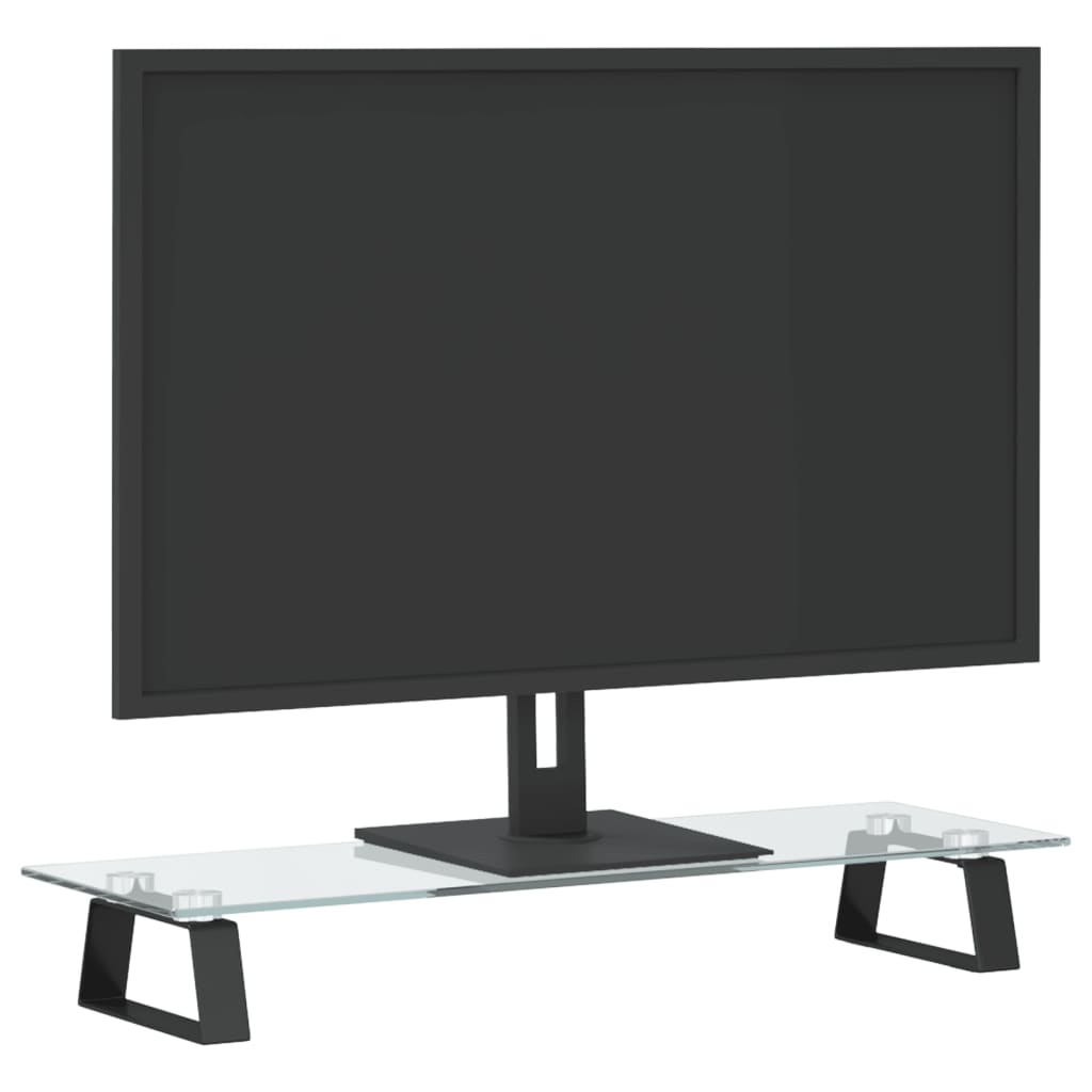 vidaXL Podstawka pod monitor, czarna, 60x20x8 cm, szkło i metal