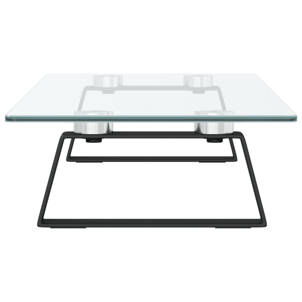 vidaXL Podstawka pod monitor, czarna, 60x20x8 cm, szkło i metal