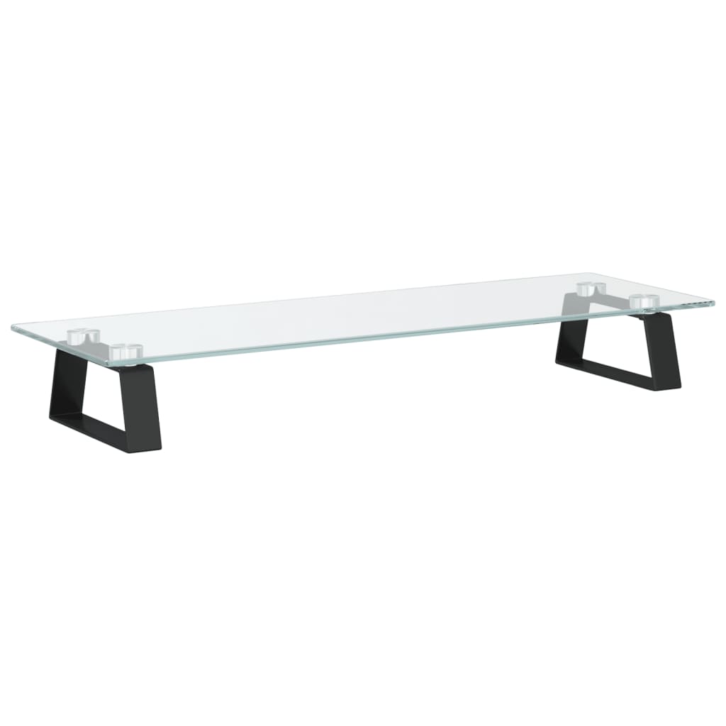 vidaXL Podstawka pod monitor, czarna, 60x20x8 cm, szkło i metal