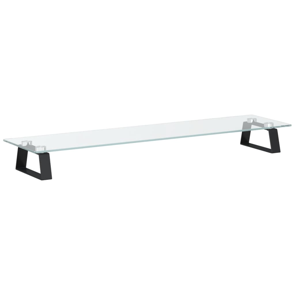vidaXL Podstawka pod monitor, czarna, 80x20x8cm, szkło hartowane metal