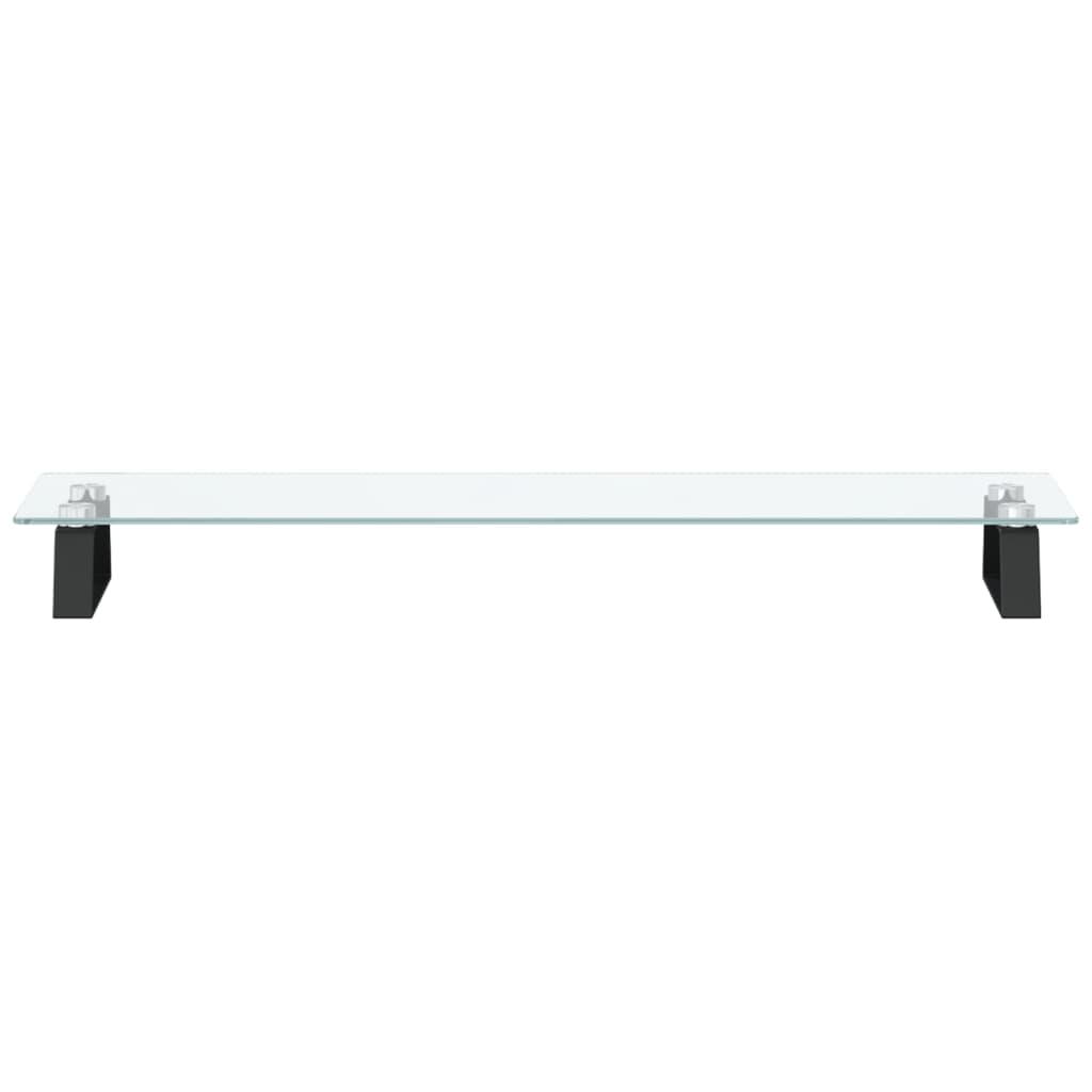 vidaXL Podstawka pod monitor, czarna, 80x20x8cm, szkło hartowane metal
