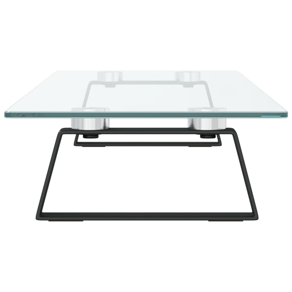 vidaXL Podstawka pod monitor, czarna, 80x20x8cm, szkło hartowane metal
