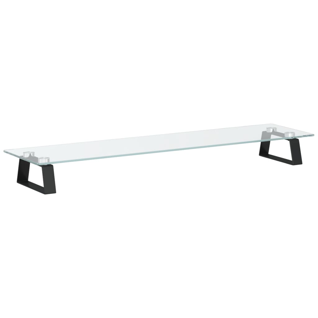 vidaXL Podstawka pod monitor, czarna, 80x20x8cm, szkło hartowane metal