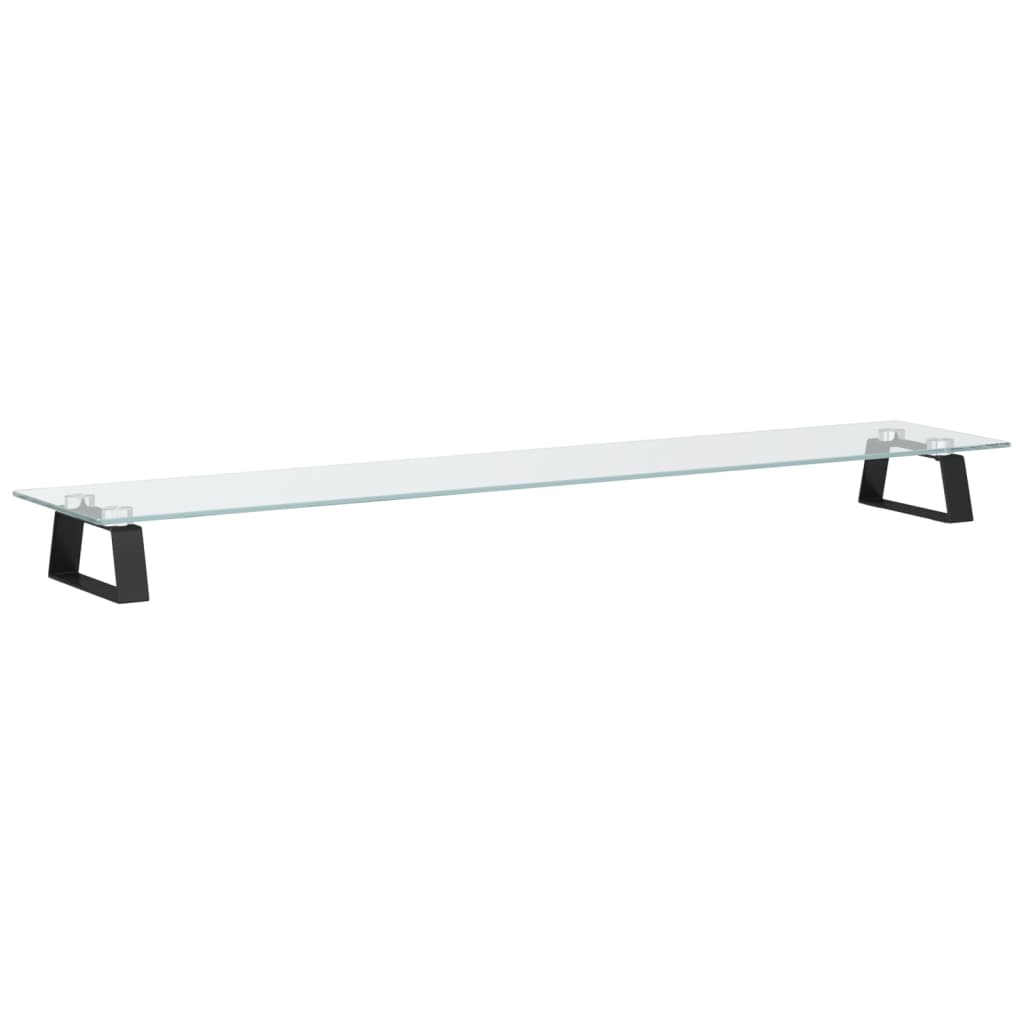 vidaXL Podstawka pod monitor, czarna, 100x20x8cm szkło hartowane metal