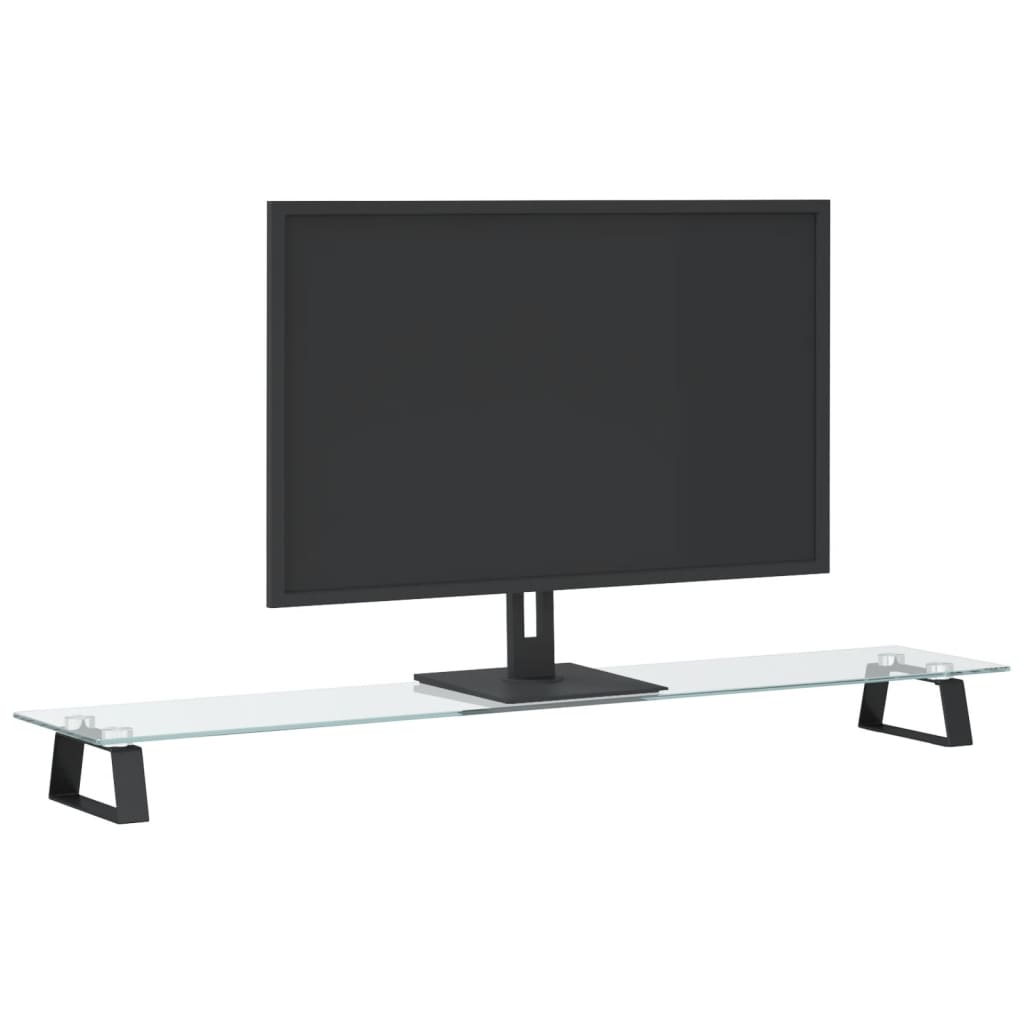 vidaXL Podstawka pod monitor, czarna, 100x20x8cm szkło hartowane metal
