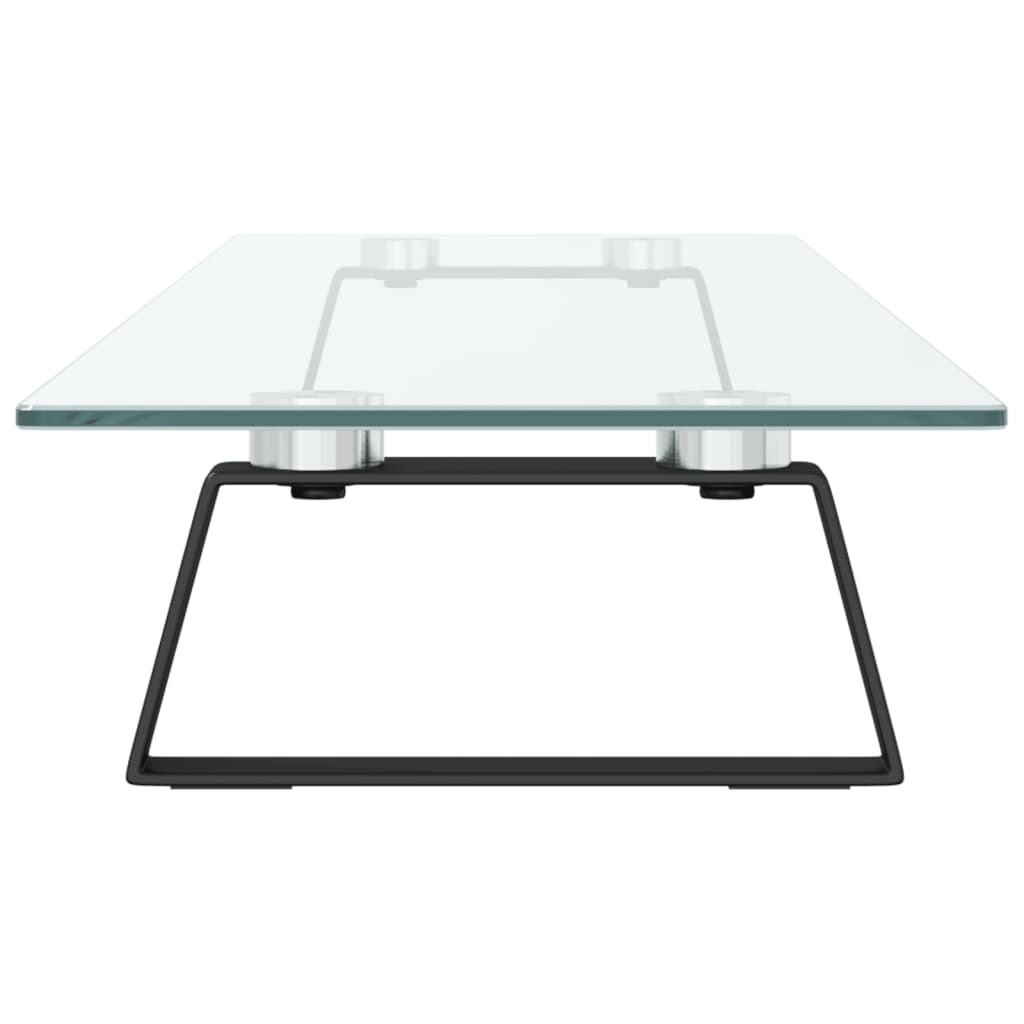 vidaXL Podstawka pod monitor, czarna, 100x20x8cm szkło hartowane metal