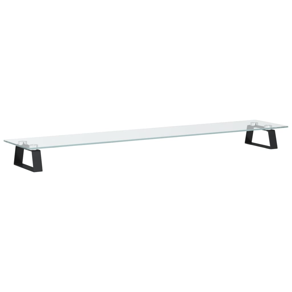 vidaXL Podstawka pod monitor, czarna, 100x20x8cm szkło hartowane metal