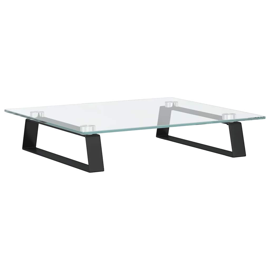 vidaXL Podstawka pod monitor, czarna, 40x35x8cm, szkło hartowane metal