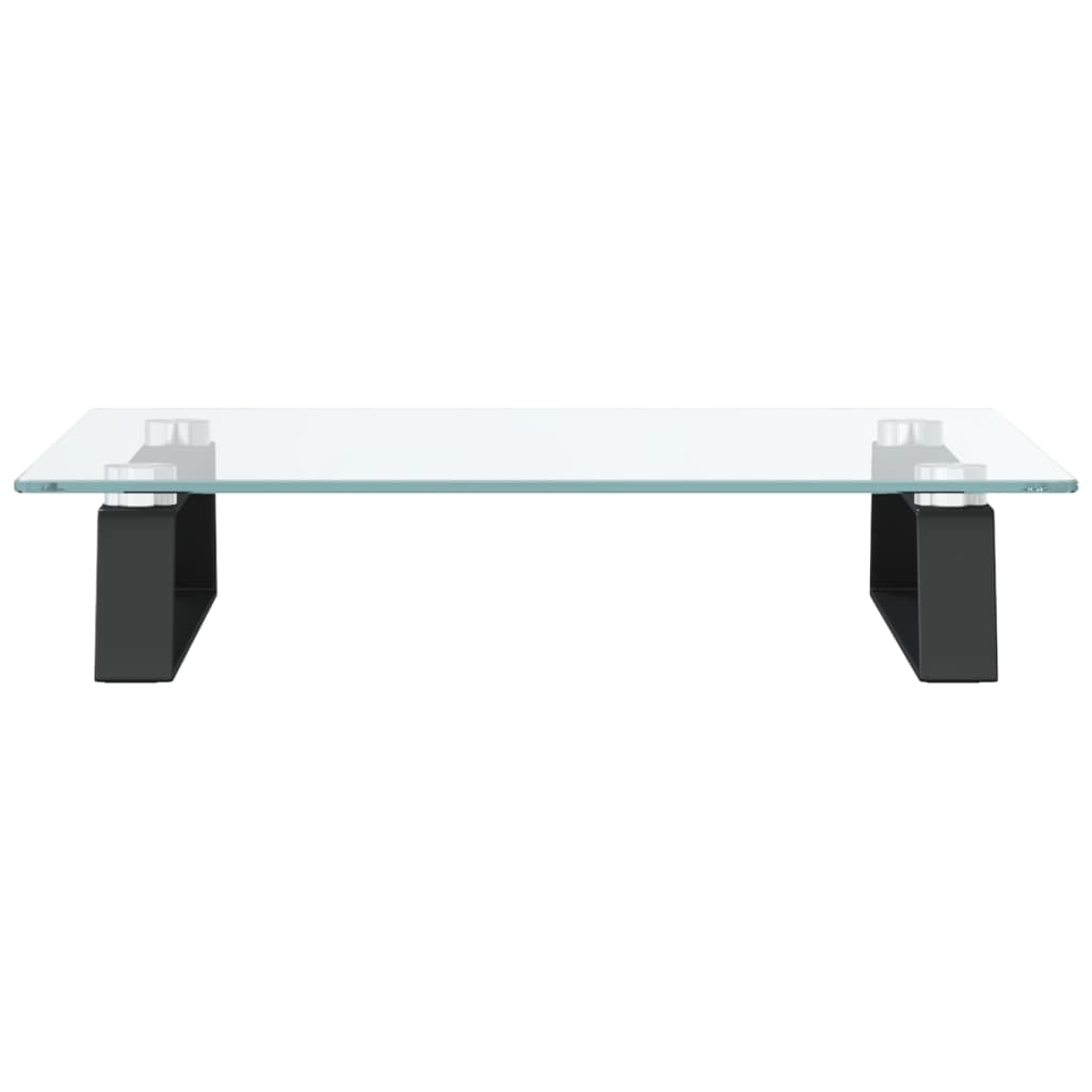vidaXL Podstawka pod monitor, czarna, 40x35x8cm, szkło hartowane metal