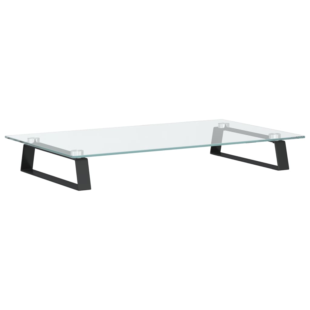 vidaXL Podstawka pod monitor, czarna, 60x35x8cm, szkło hartowane metal