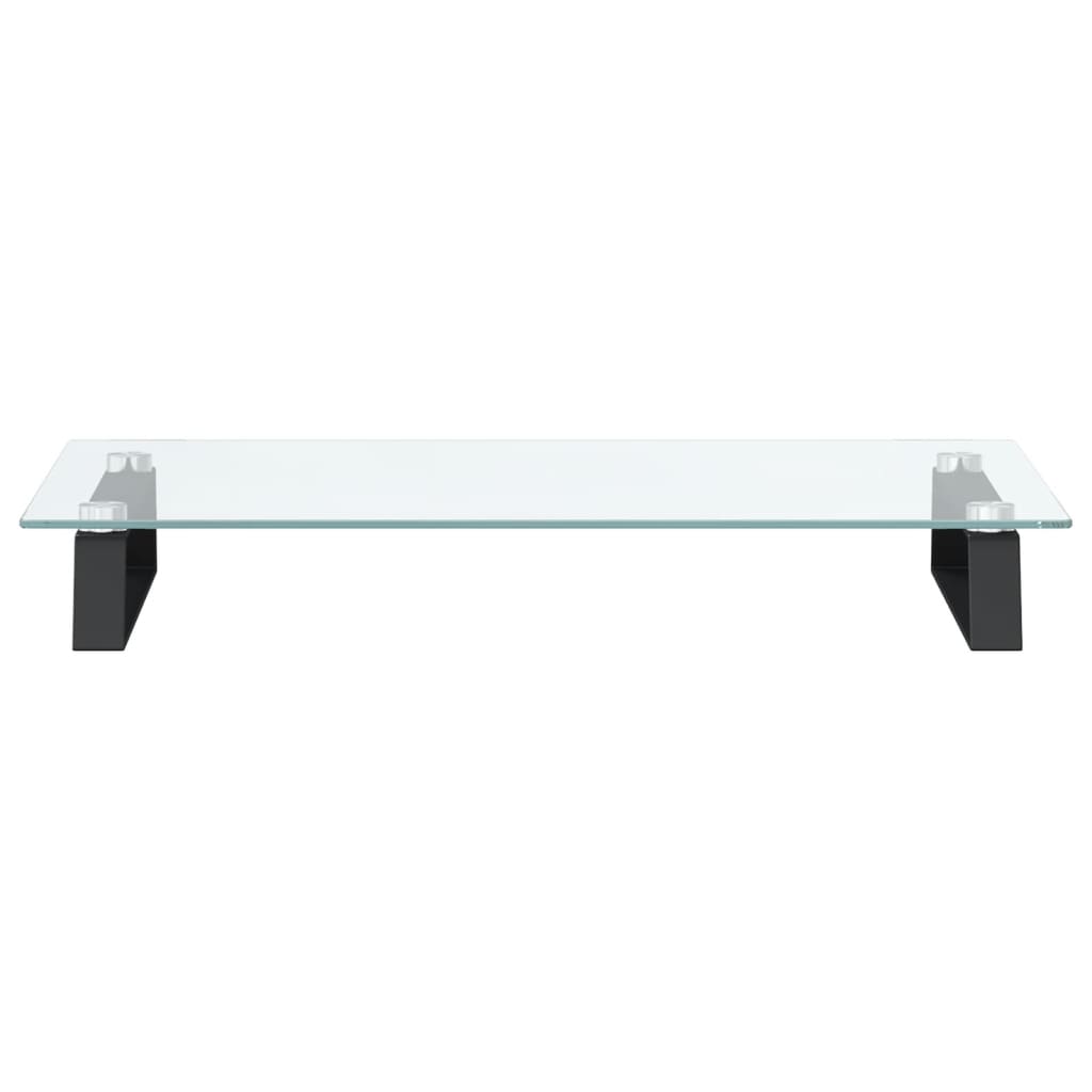 vidaXL Podstawka pod monitor, czarna, 60x35x8cm, szkło hartowane metal