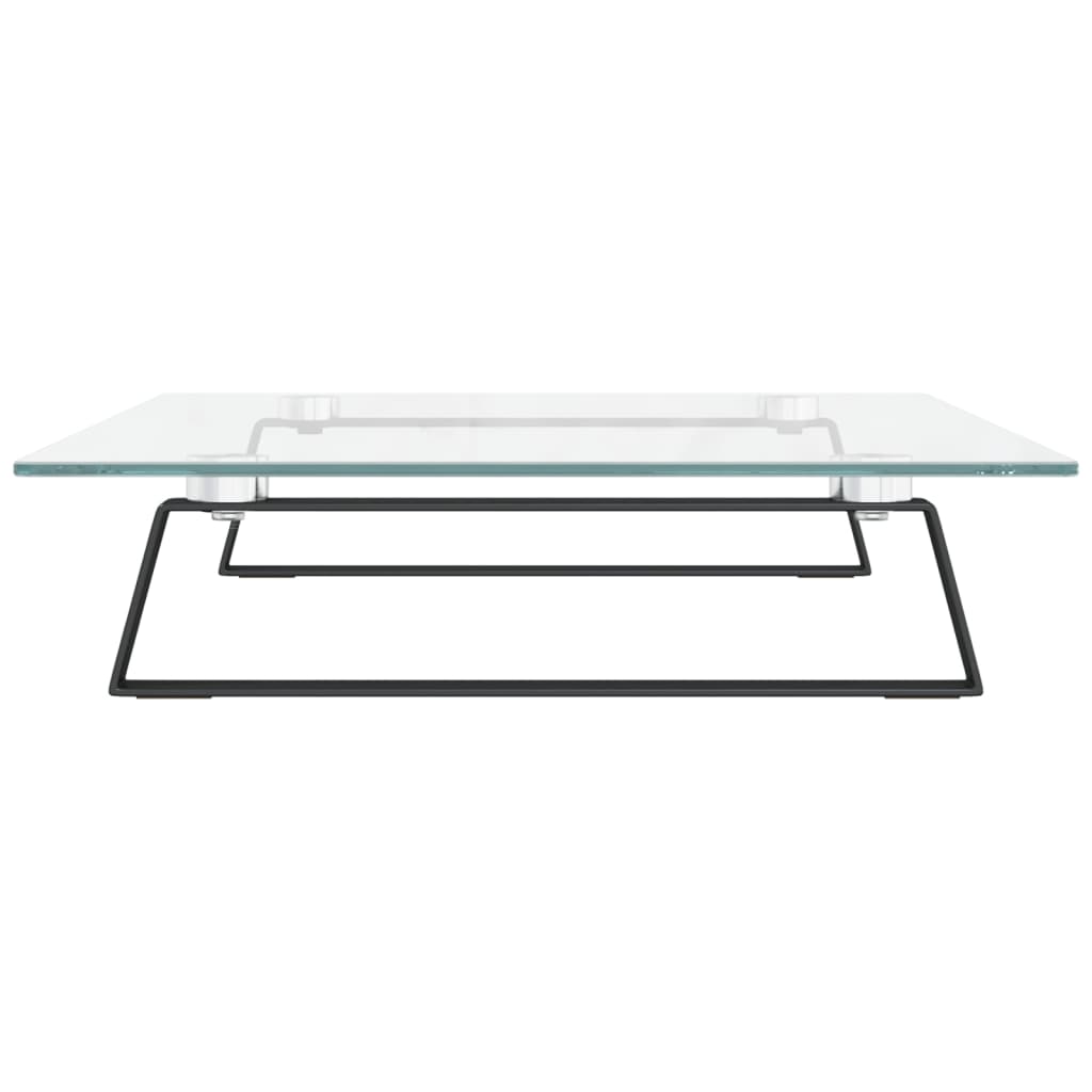 vidaXL Podstawka pod monitor, czarna, 60x35x8cm, szkło hartowane metal